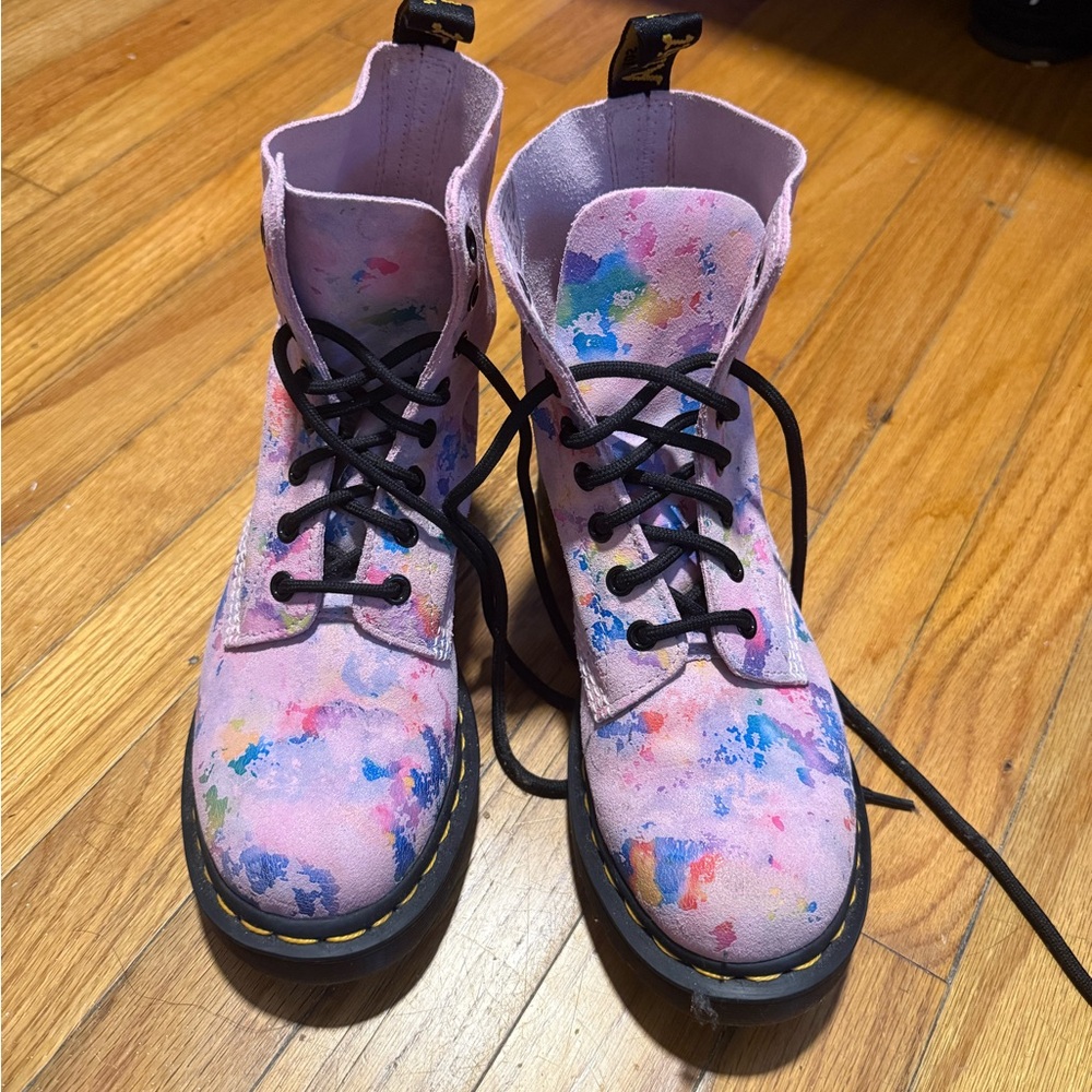 Dr. Martens 1460 Pascal Rainbow Suede Lace up Boots